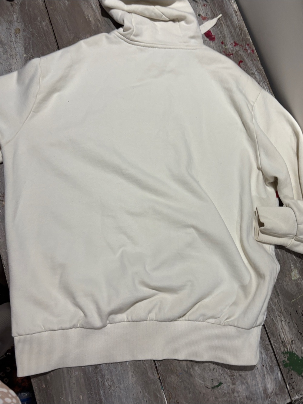 Boden Cream Hoodie with Rainbow Stripe Trim - Picture 8 of 8